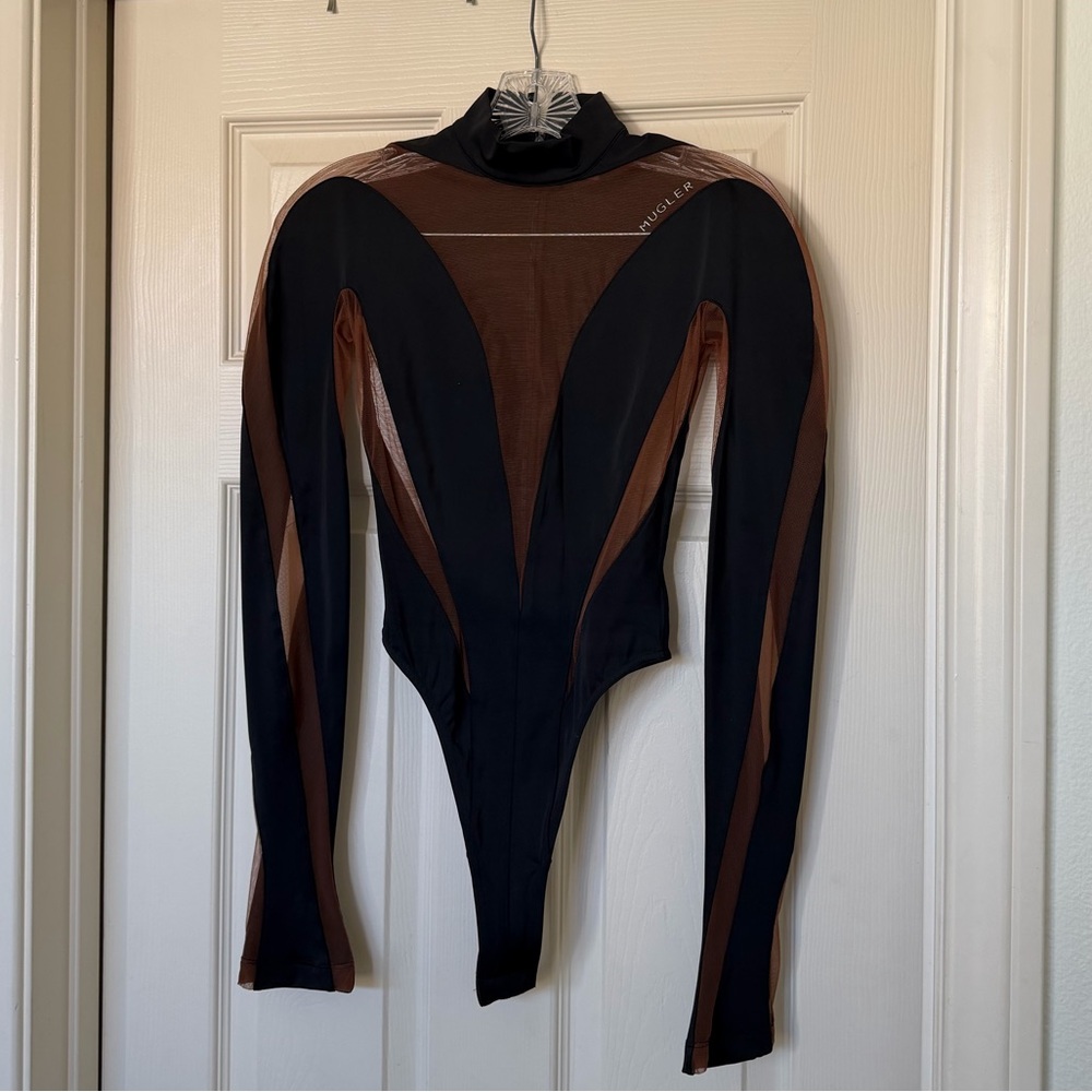 H&M X MUGLER MESH PANEL BODYSUIT